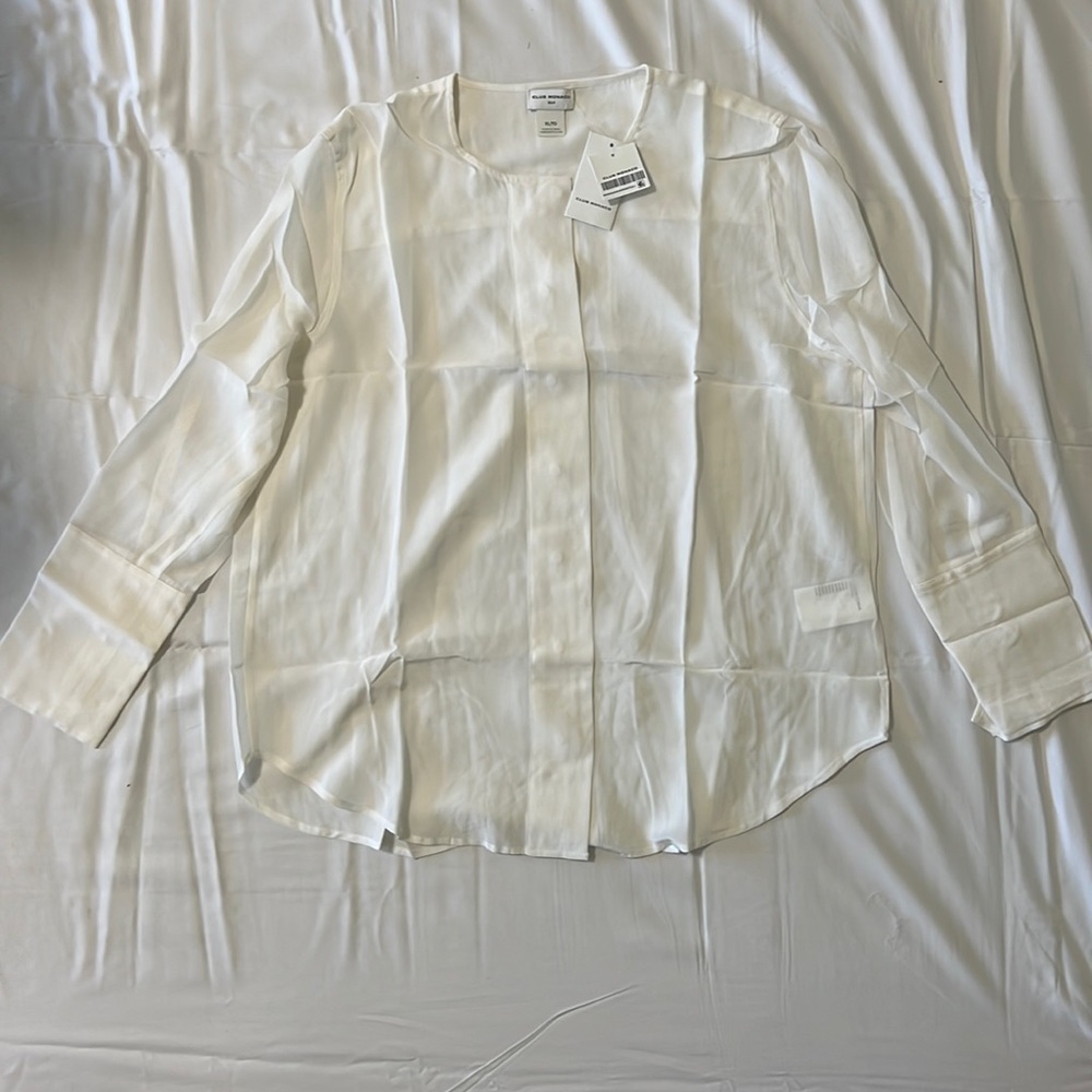 Club Monaco Womens White Placket Tshirt
